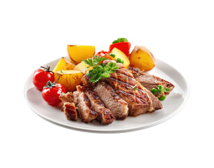 Grilled steak with vegetables and herbs for a flavorful meal, cut out