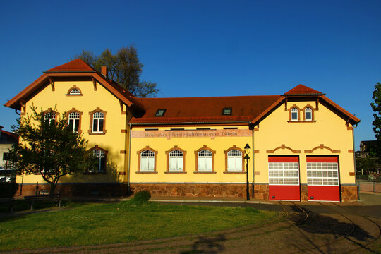 Doebeln, Germany &ndash; April 27, 2025: Deutsches Pferdebahnmuseum, or German Horse Tramway Museum in Doebeln, Saxony
