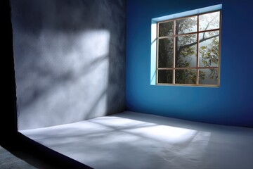 Empty Room with Window and Sunlight Pattern on Wall