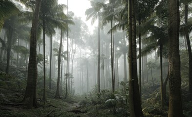 Obraz premium Misty Rainforest Path