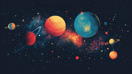 Cosmic Canvas Painted Planets  Nebulae