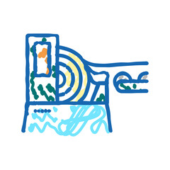 sawmill equipment icon doodle illustration