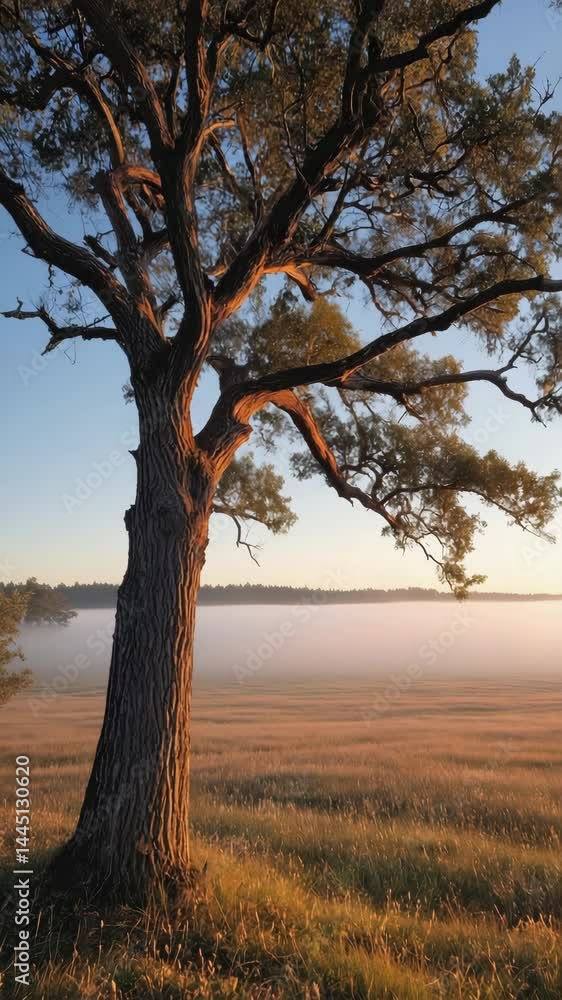Poster tree in the fog
