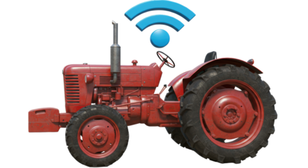 Isolated Tractor with Wifi Symbol