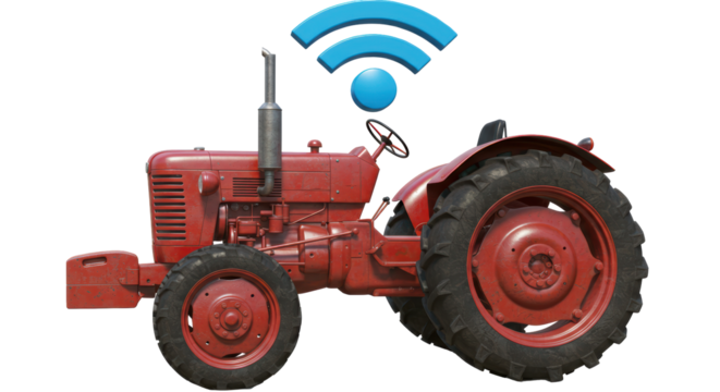 Isolated Tractor with Wifi Symbol