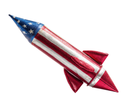 Celebrate Independence Day with a festive rocket decoration, cut out