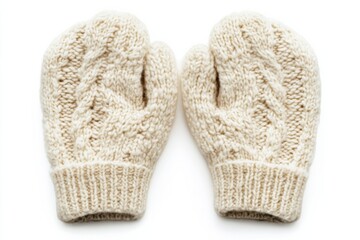 Warm cream cable knit mittens cozy winter accessory perfect for cold weather soft texture close up