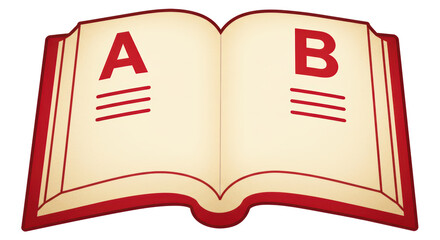 Isolated Open Book with A and B