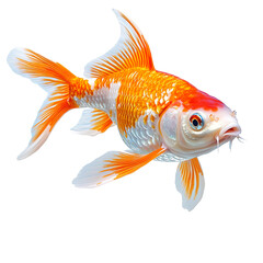 Vibrant Koi Fish Swimming Underwater Colorful Scales Orange Fins transparent on white background