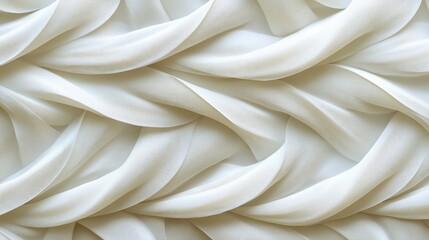 Elegant flowing folds of white fabric creating a textured undulating surface