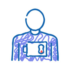human prostration low battery icon doodle illustration