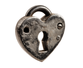 Heart shaped lock symbolizing love and security for special occasions, cut out