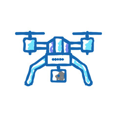drone with photo camera icon doodle illustration