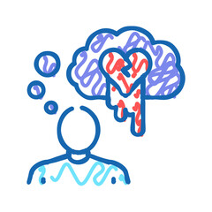 suicide psychological problems icon doodle illustration
