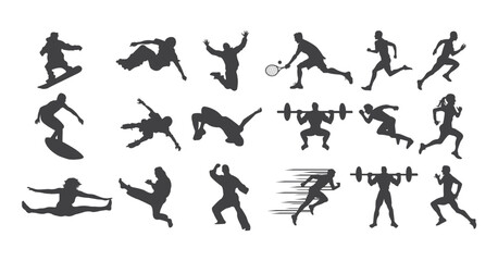 sports silhouttes fitness training stratching