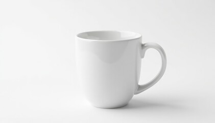 Obraz premium Classic white ceramic mug, isolated on pure white background , handle, vessel, breakfast