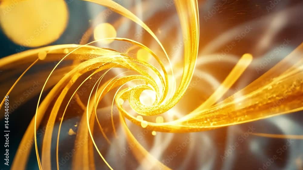 Poster mesmerizing golden swirl of light creates vibrant and dynamic visual experience, evoking energy and 