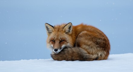 Obraz premium Red fox resting in snow
