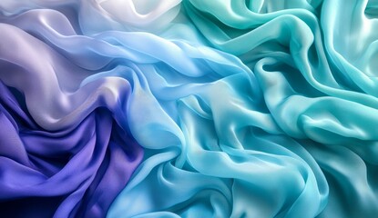Obraz premium Soft, flowing fabrics in shades of blue and purple. Delicate, smooth, and luxurious