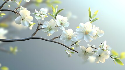 Obraz premium Captivating Realistic Flowers with Tree Branch in a Close-Up Shot