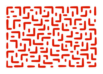 Hand drawn corner elements, rectangular frames by marker, text corners, quote frame, geometric pattern. Red Crayon marker lines, underlines, frames, grunge texture, doodle vector sketch illustration