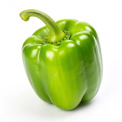 Fresh green bell pepper isolated on white background