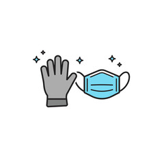 Obraz premium Personal Protective Equipment: Gloves and Mask Icon Illustration 