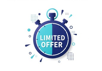 Blue teal stopwatch with limited offer text