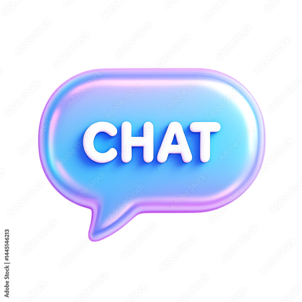 Poster 3d render of a chat bubble with the word chat.