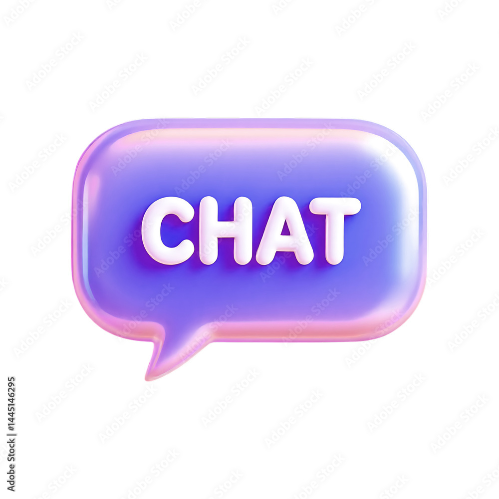 Poster 3d render of a chat bubble with the word chat. isolated on white background.