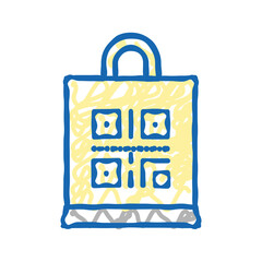 qr code on shop bag color icon vector isolated illustration