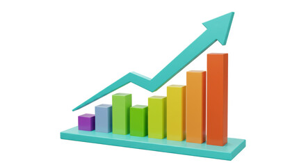 Isolated Bar Chart with Arrow Growing