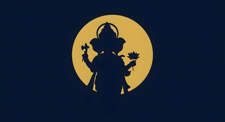 Fototapeta premium Silhouette Figure Holding Object Against Full Moon