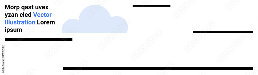 Poster light blue cloud with layered black horizontal lines and placeholder text. ideal for web development
