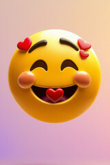3D Smiling Face with Hearts - Love Emoji