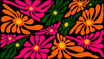 Abstract background. A floral pattern that appears to radiate electric-like energy, with freely flowing petals that evoke a sense of movement and liveliness.