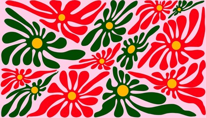 Abstract background. A floral pattern that appears to radiate electric-like energy, with freely flowing petals that evoke a sense of movement and liveliness.