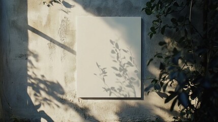 Neutral Beige Mockup with Leaf Shadows and Sunlight