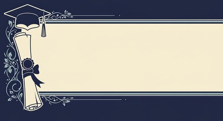 Graduation Ceremony Diploma and Cap Illustration Template