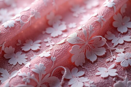 Intricate floral lace fabric, close-up texture , mesh, knitting, appliqu?
