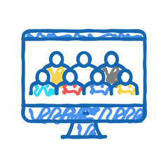 video conference color icon vector flat illustration