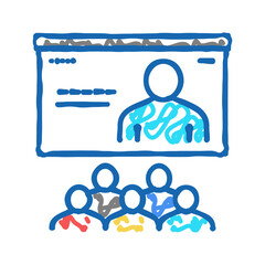 online teaching group icon doodle illustration