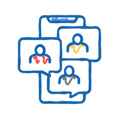 mobile video group call icon doodle illustration