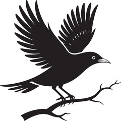 A cute Mourning Dove bird for log silhouette black Vector art illustration