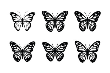 Butterfly In Flight Silhouette Drawing