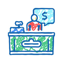 supermarket cashier color icon vector flat illustration