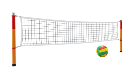 Isolated Volleyball Net with Ball