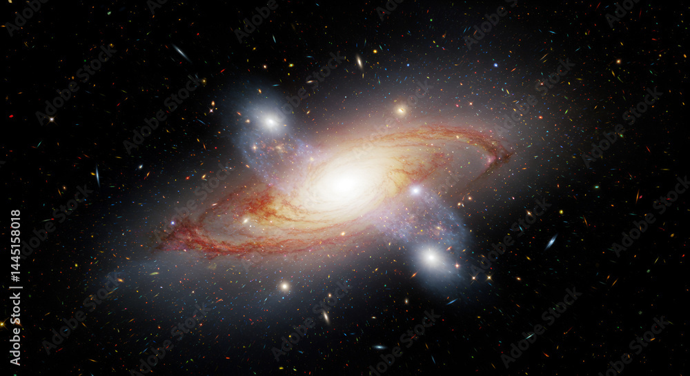 Wall mural spiral galaxy with vibrant colors and intricate structure in deep space
