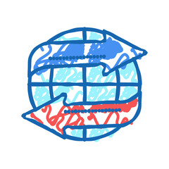 import and export worldwide service icon doodle illustration