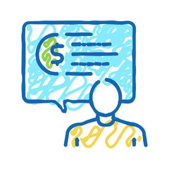 human talking about money icon doodle illustration
